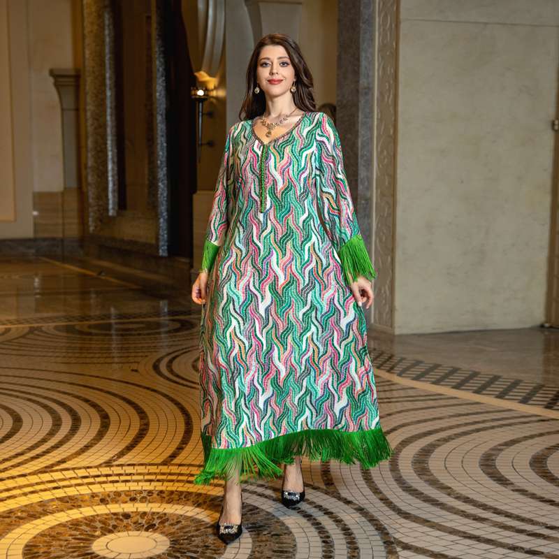 Robe imprimée EID Taseel Moyen-Orient Caftan arabe Robe caftan Jalabiya