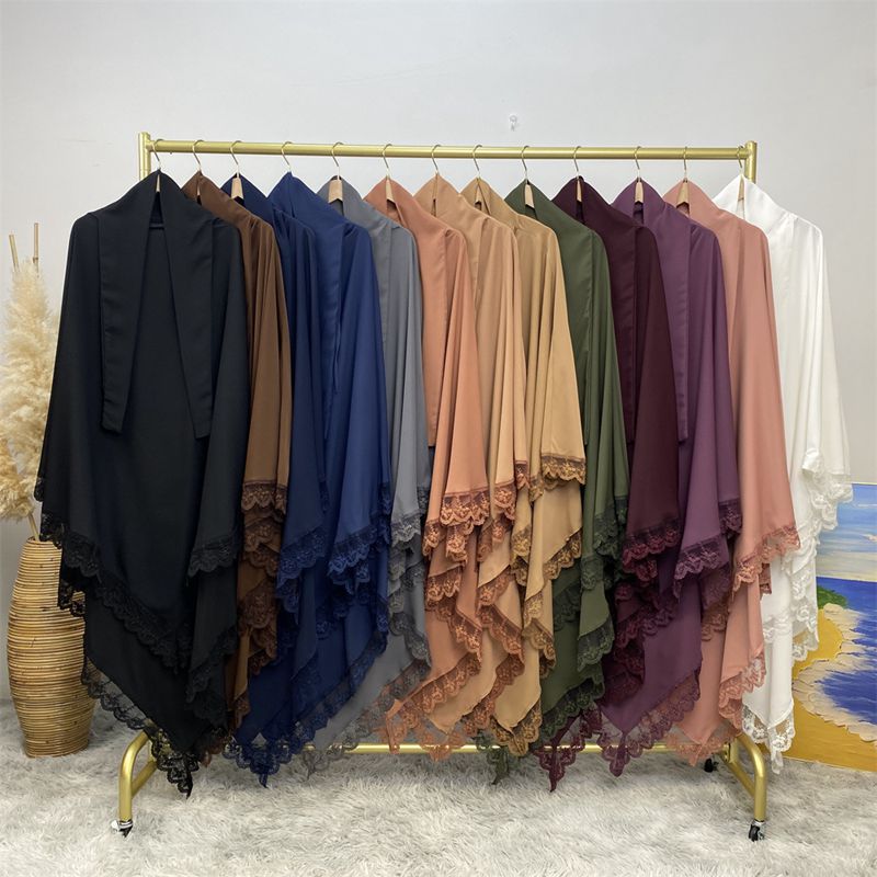 Khimar long en dentelle Nida, 13 couleurs au choix, pour femmes arabes du Moyen-Orient