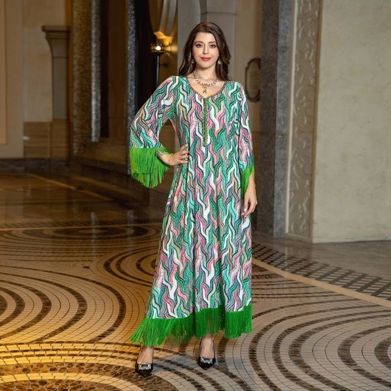 Robe imprimée EID Taseel Moyen-Orient Caftan arabe Robe caftan Jalabiya