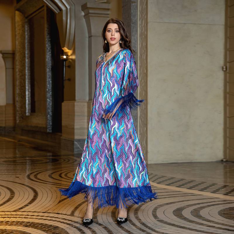 Robe imprimée EID Taseel Moyen-Orient Caftan arabe Robe caftan Jalabiya