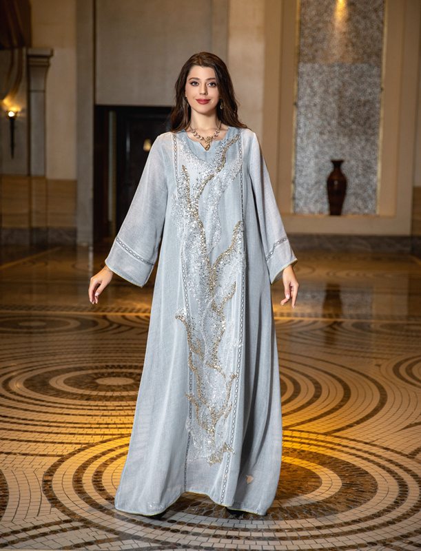 Eid Dubai luxe Doris paillettes broderie Caftan Kaftan robe Jalabiya