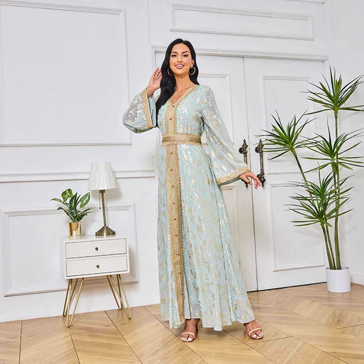 Robe de l'Aïd pour femmes arabes du Moyen-Orient, caftan bronzant