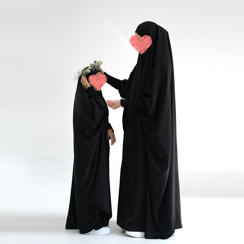 Robe de prière en satin assortie mère-fille pour femmes musulmanes