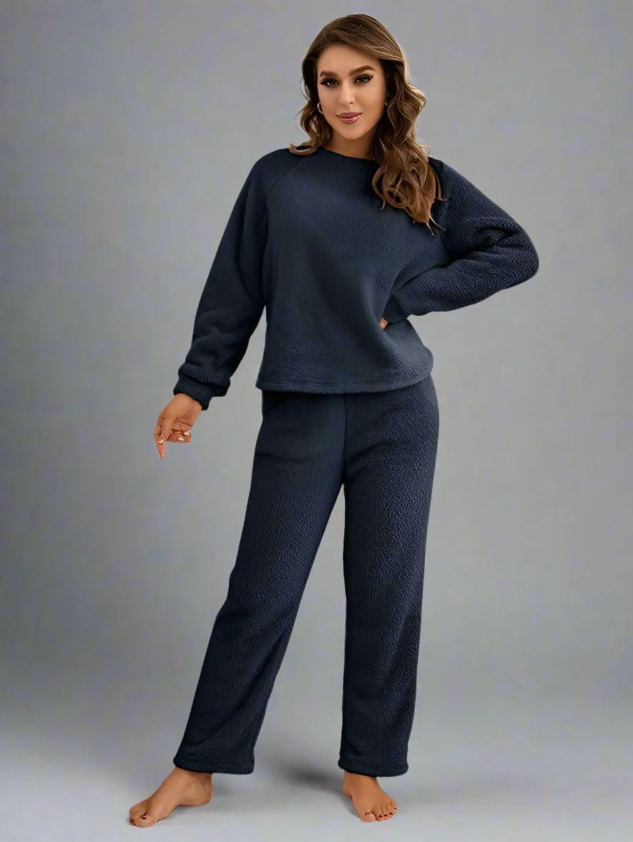 Pyjama d'hiver en polaire pour femme, ensemble deux pièces