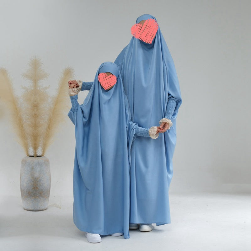 Robe de prière en satin assortie mère-fille pour femmes musulmanes