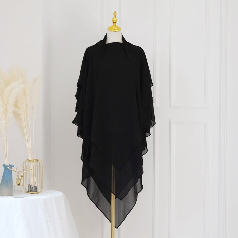 3 Layer Chiffon 11 Color Options Long Khimar