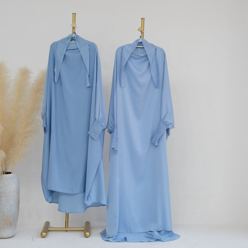 Robe de prière en satin assortie mère-fille pour femmes musulmanes