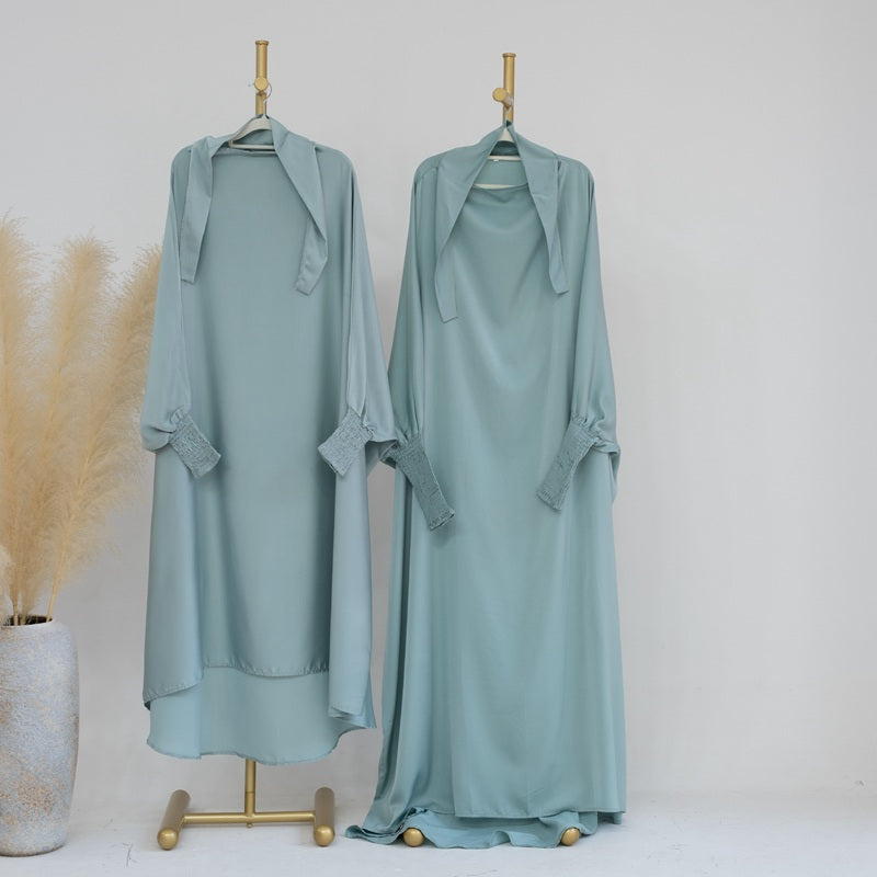 Robe de prière en satin assortie mère-fille pour femmes musulmanes