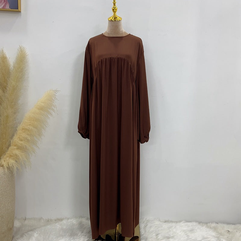 Robe longue en satin avec poche, 11 options de couleurs