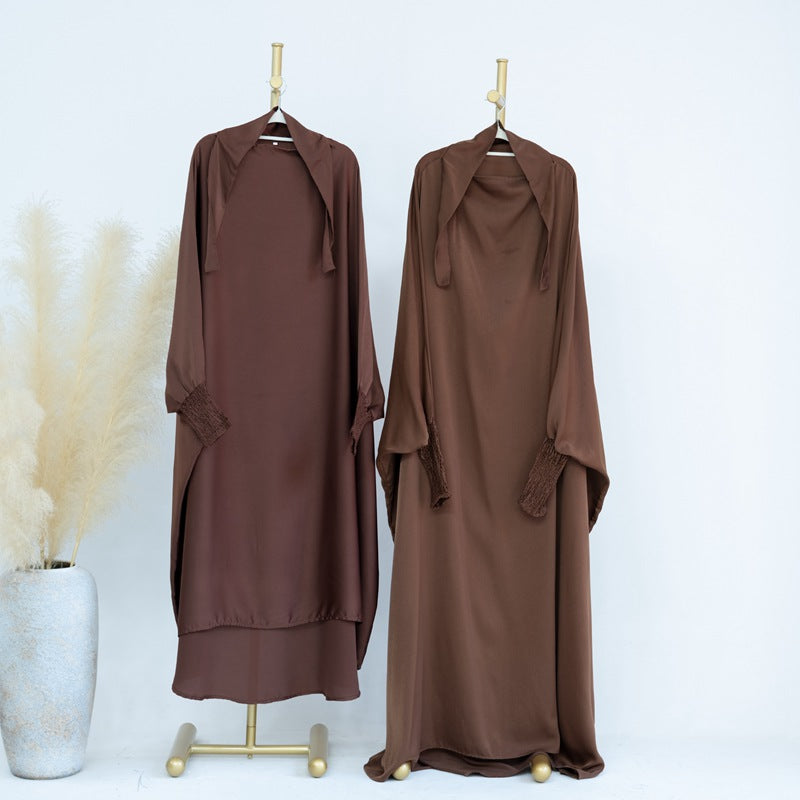 Robe de prière en satin assortie mère-fille pour femmes musulmanes