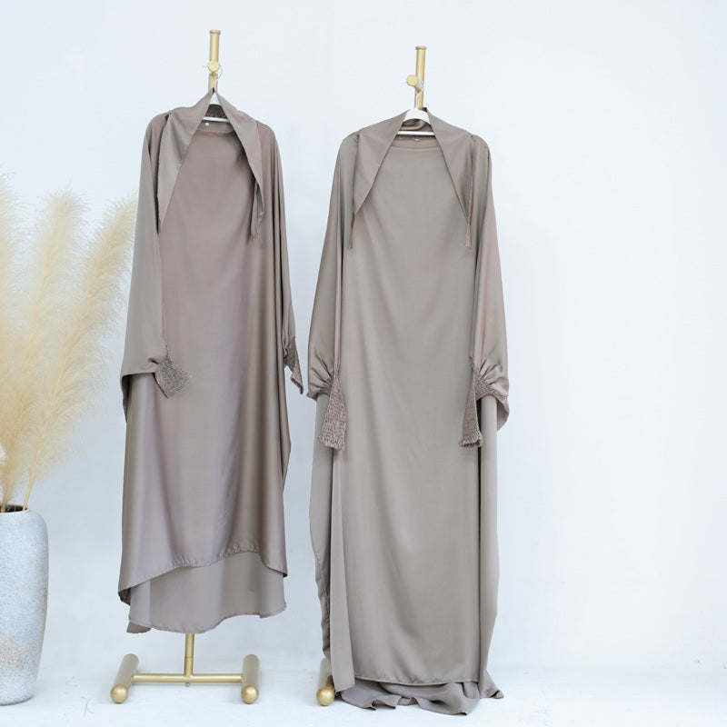 Robe de prière en satin assortie mère-fille pour femmes musulmanes