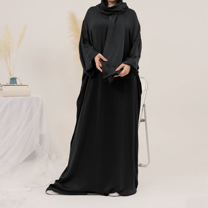 Robe Abaya unie avec foulard hijab, 13 couleurs au choix