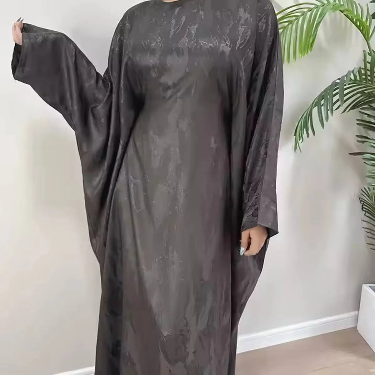 Robe Abaya en satin jacquard 3D #25002