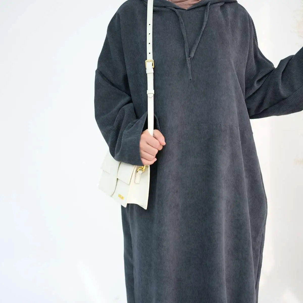 Robe Abaya en velours côtelé pour l'hiver et l'automne