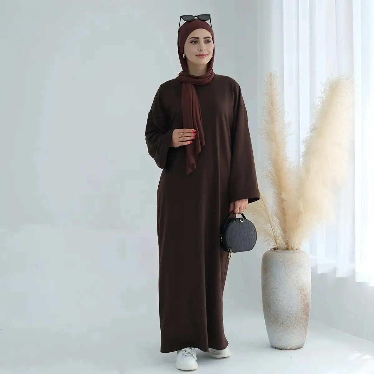 Robe Abaya unie de couleur unie