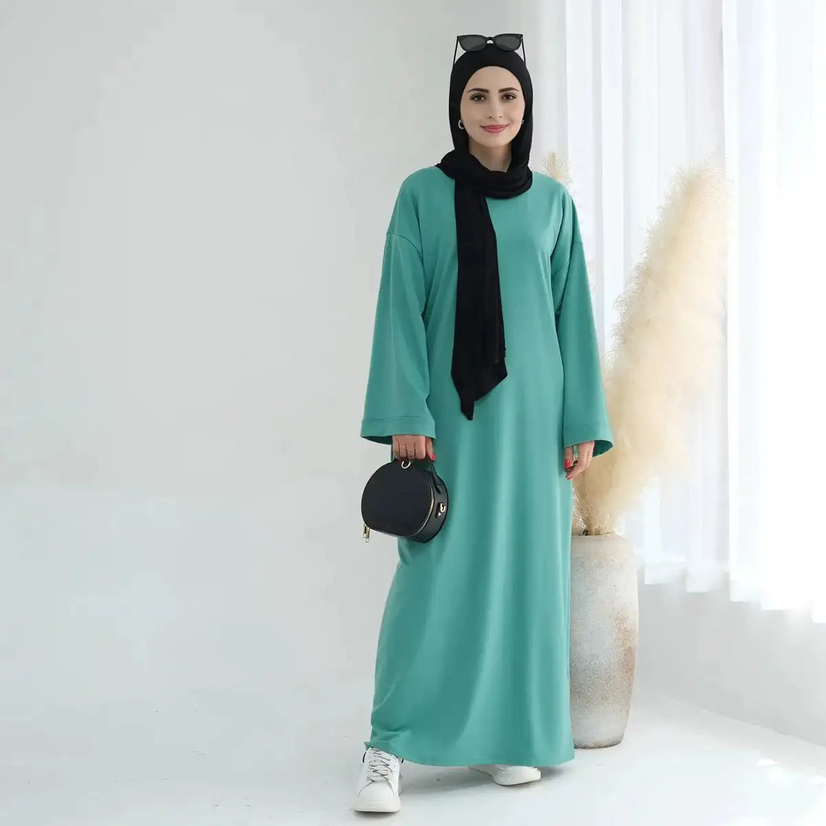 Robe Abaya unie de couleur unie