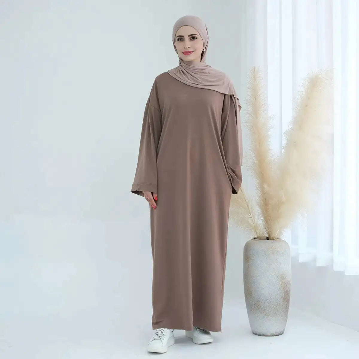 Robe Abaya unie de couleur unie