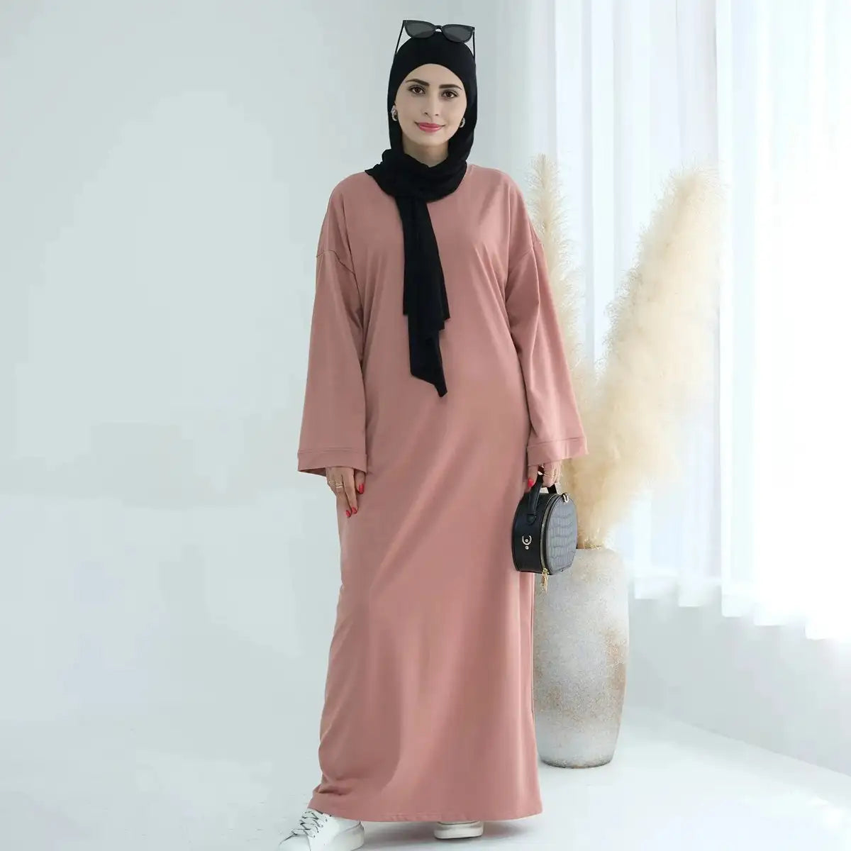Robe Abaya unie de couleur unie