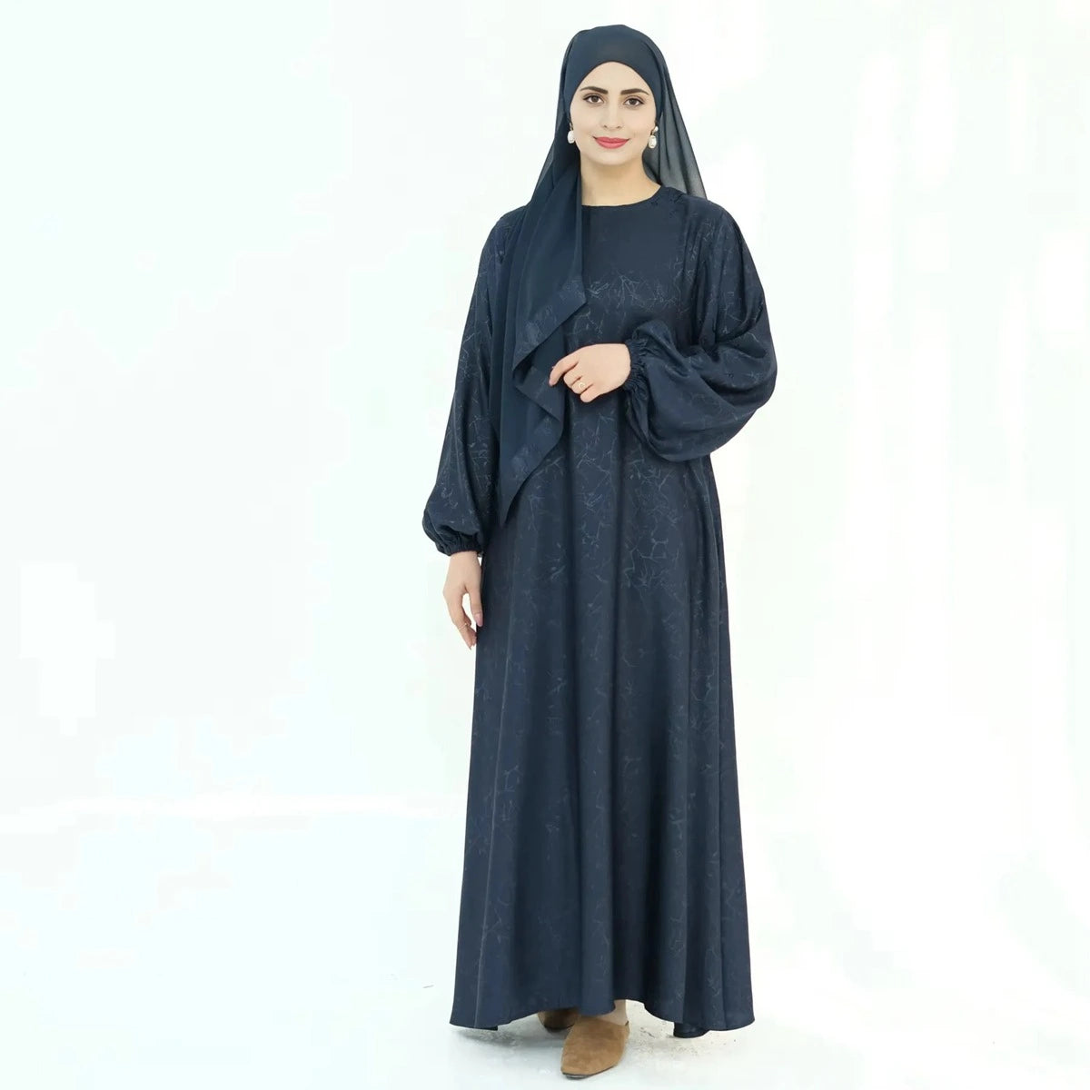 Robe Abaya en satin jacquard 3D #24009