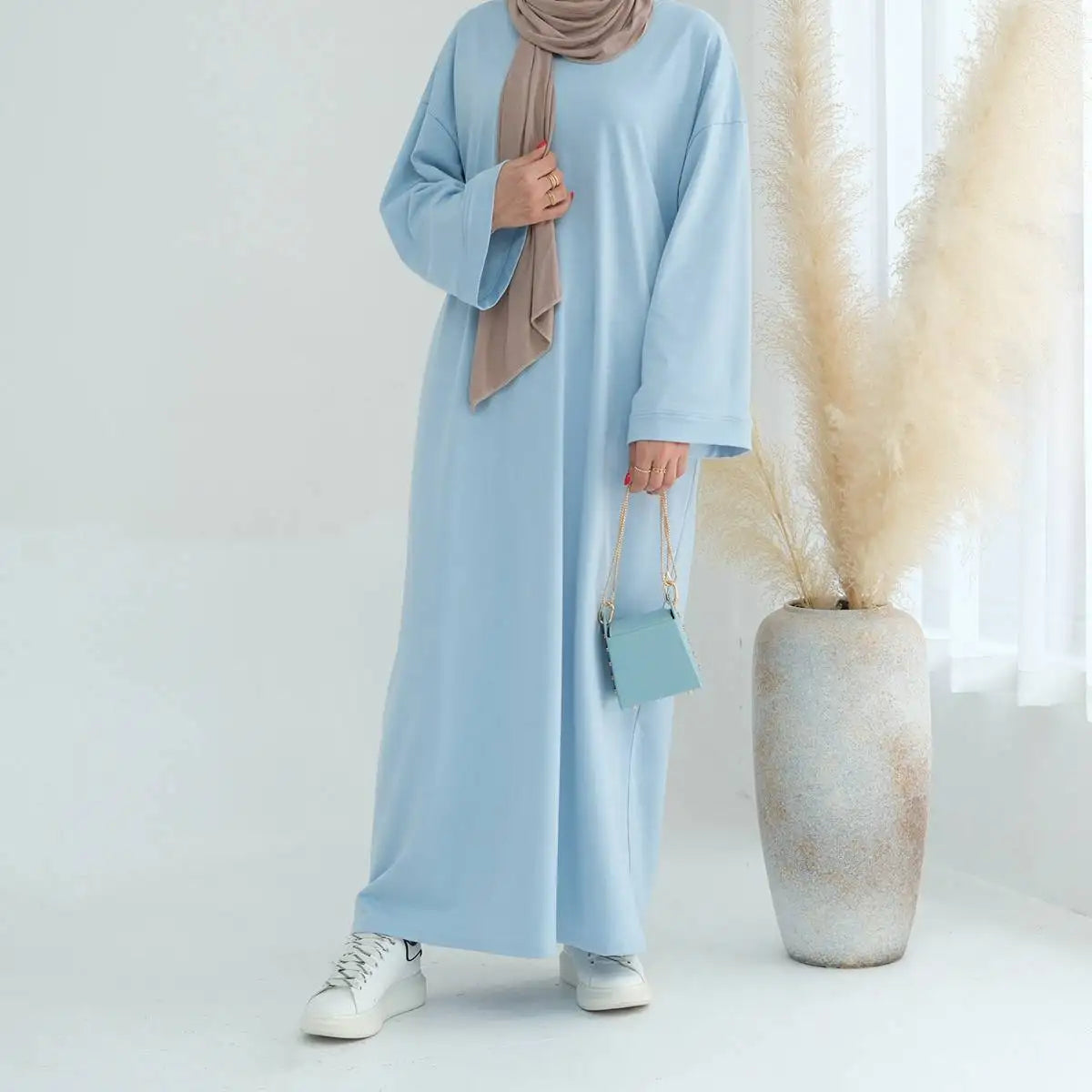 Robe Abaya unie de couleur unie