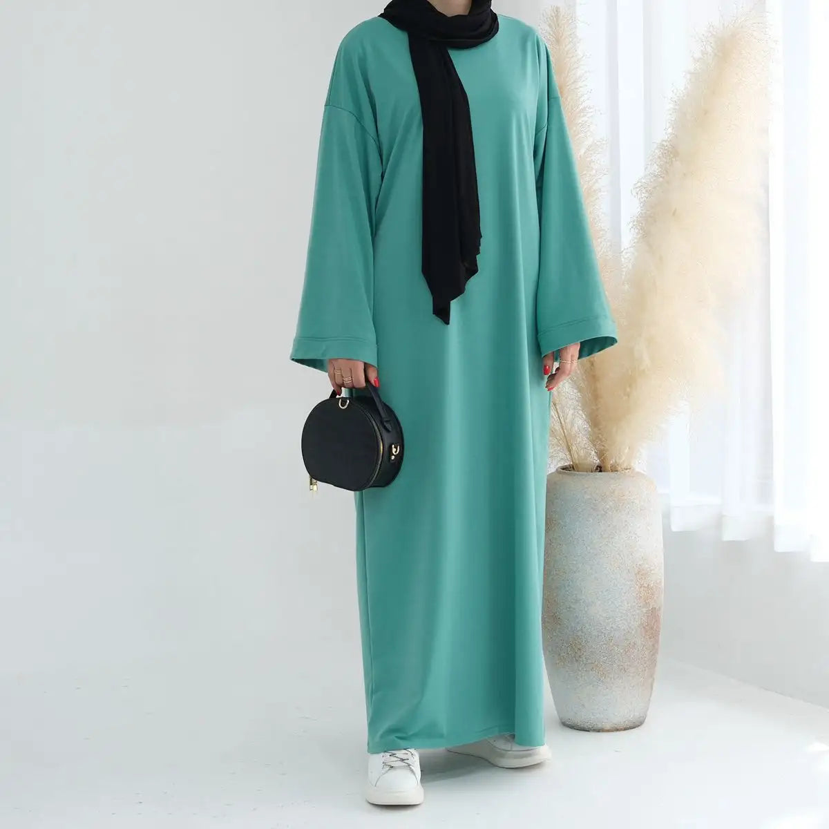 Robe Abaya unie de couleur unie