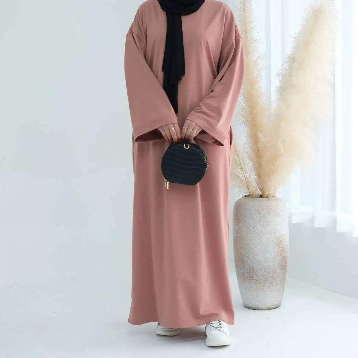 Robe Abaya unie de couleur unie