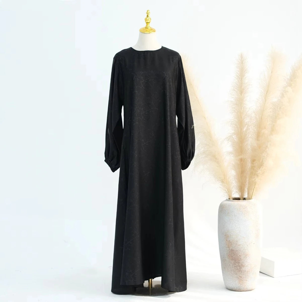 Robe Abaya en satin jacquard 3D #24009