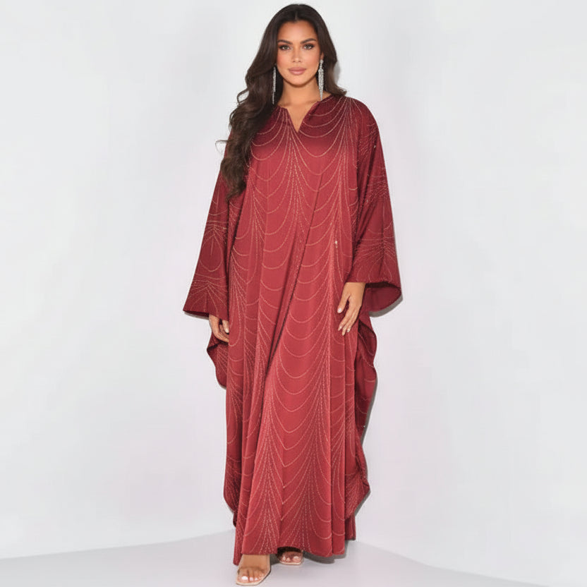 Robe Abaya à strass Hotfix #25192