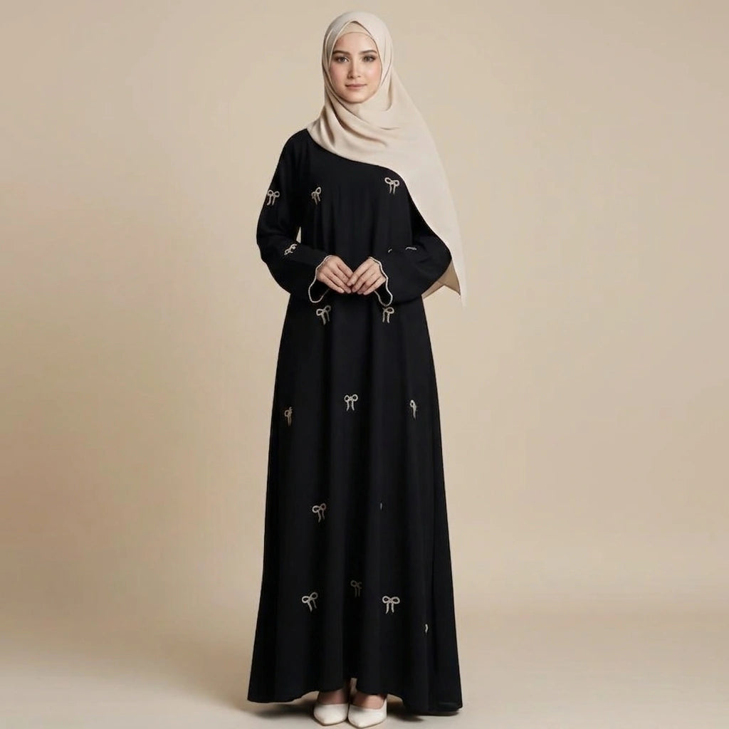 Robe Abaya - Broderies de nœuds - Nida - #251000