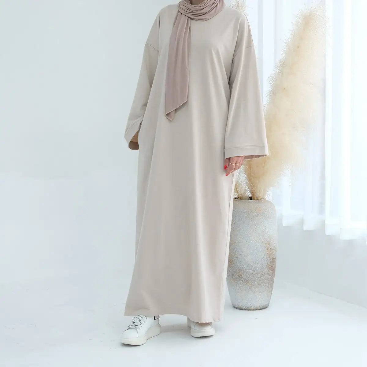 Robe Abaya unie de couleur unie