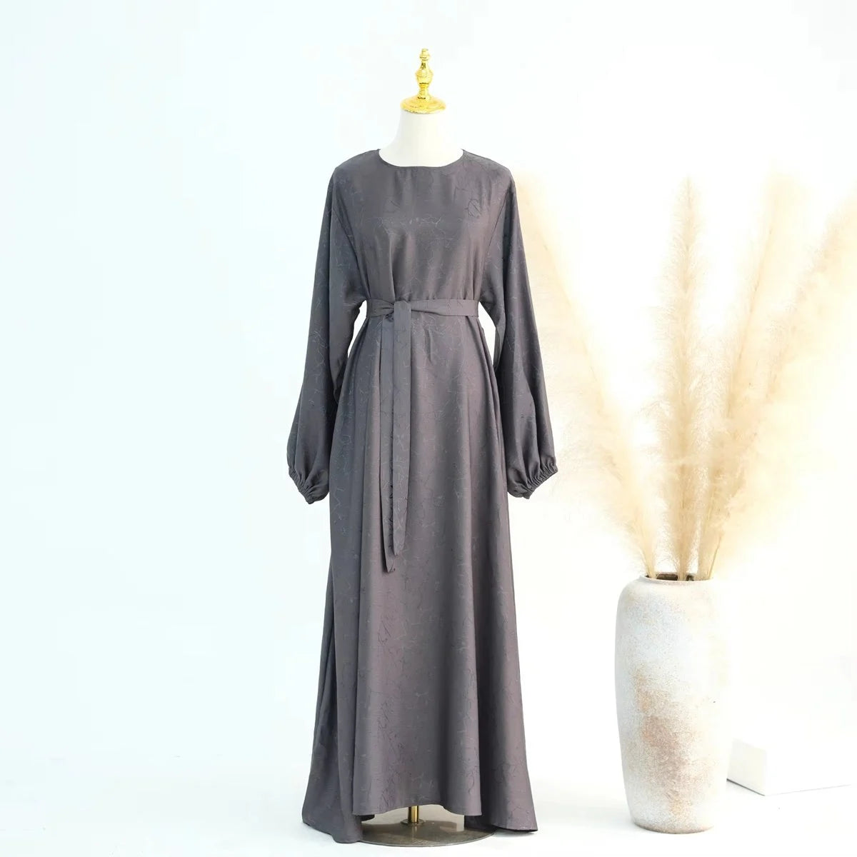 Robe Abaya en satin jacquard 3D #24009