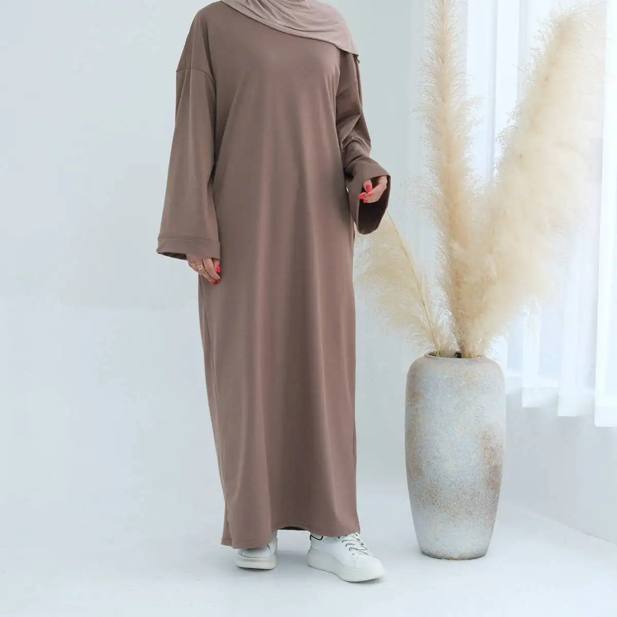 Robe Abaya unie de couleur unie