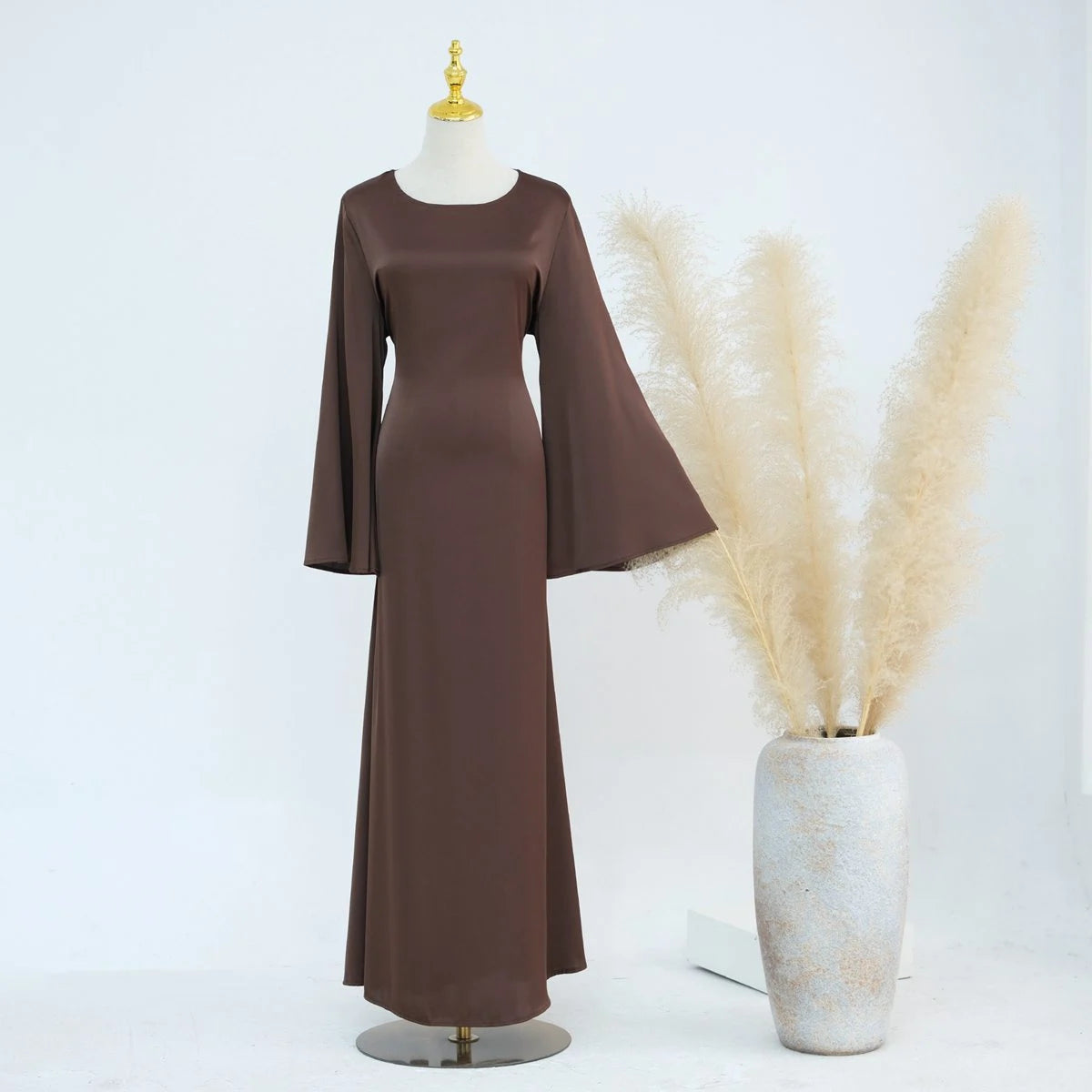 Ensemble 2 pièces robe abaya en mousseline de soie et satin #24920