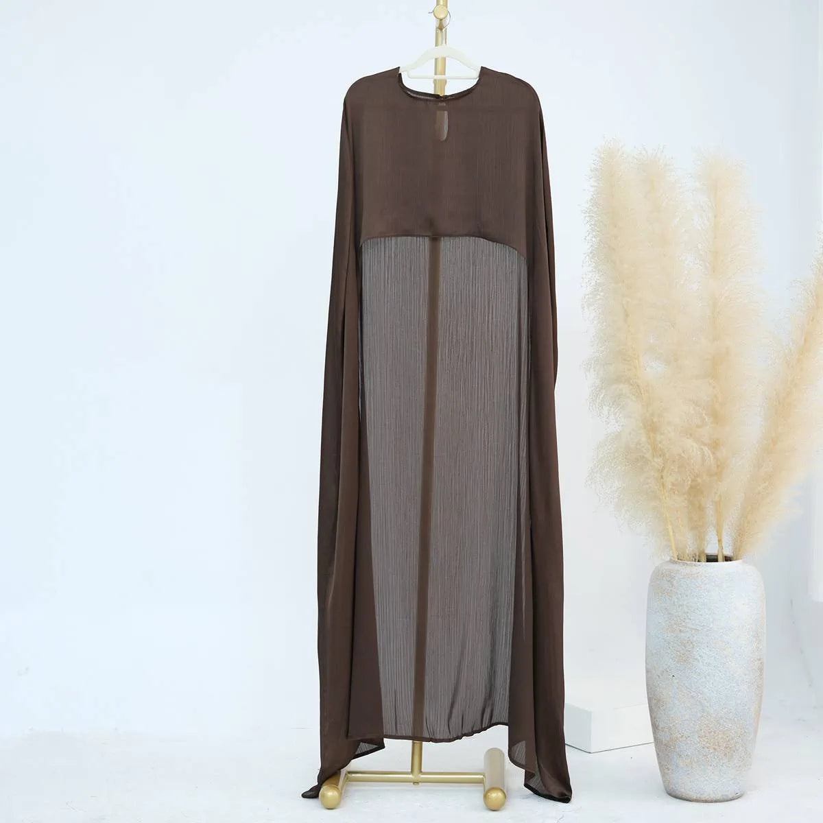 Ensemble 2 pièces robe abaya en mousseline de soie et satin #24920