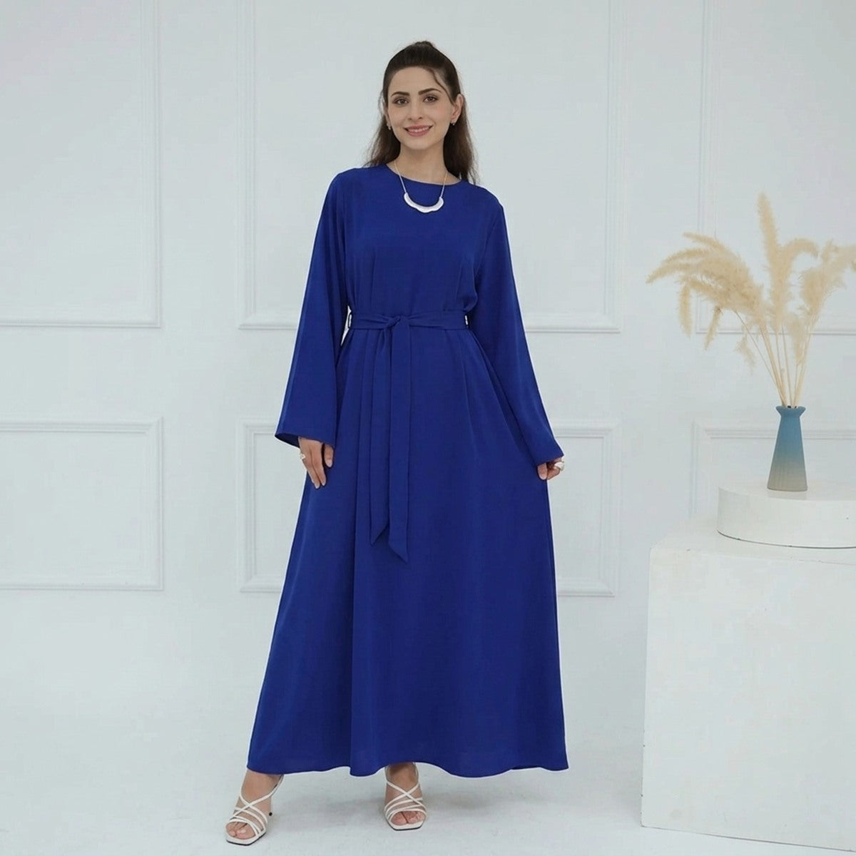 Muslim Women 13 Color Options Nida Plain Abaya Dress #251046