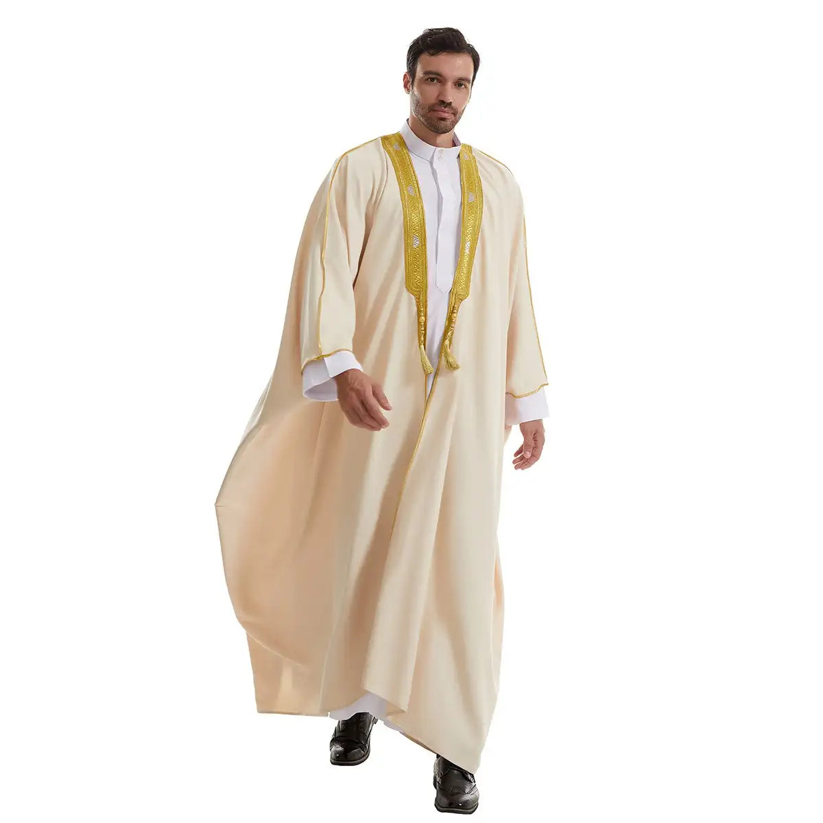 Men Bisht- Middle East Arab -Thick Fabric - Black/Beige/White/Tan