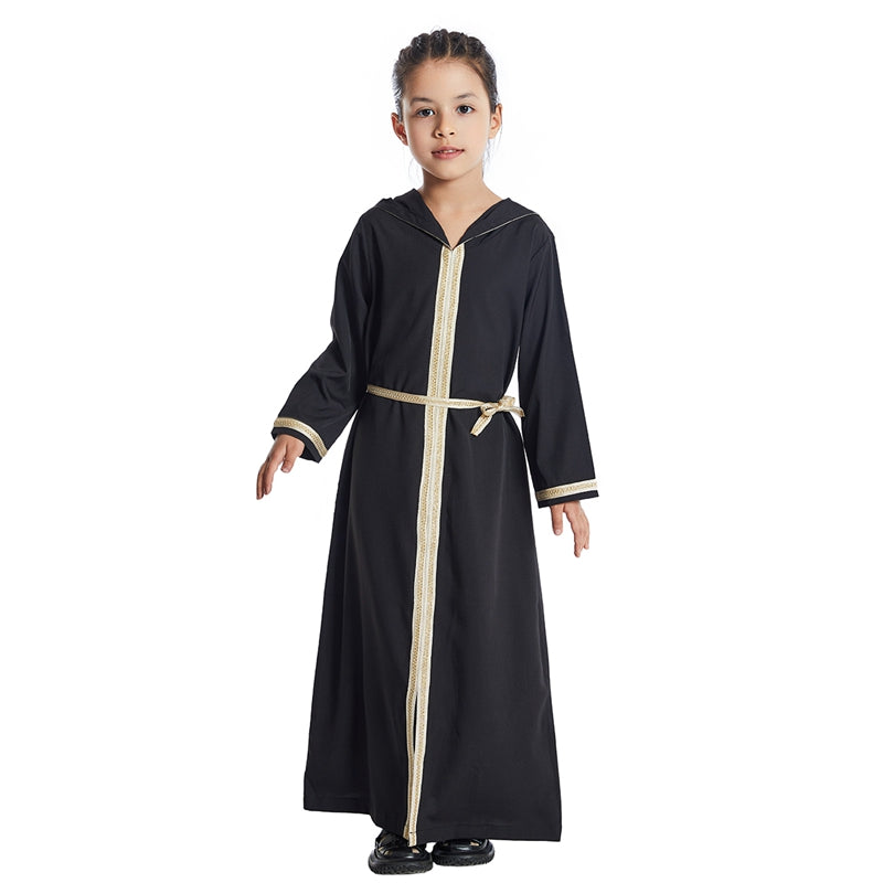 Robe Abaya à capuche pour fille arabe du Moyen-Orient