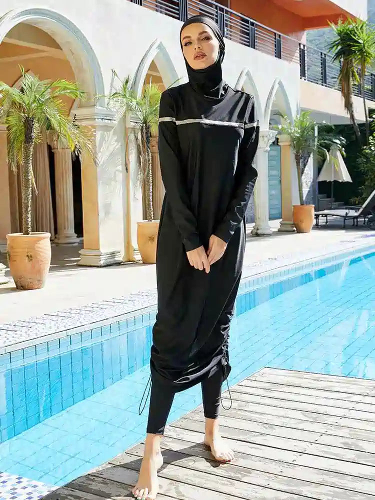 Maillot de bain islamique 3 pièces Burkini, Hijab, couverture intégrale, Halal, #2510454