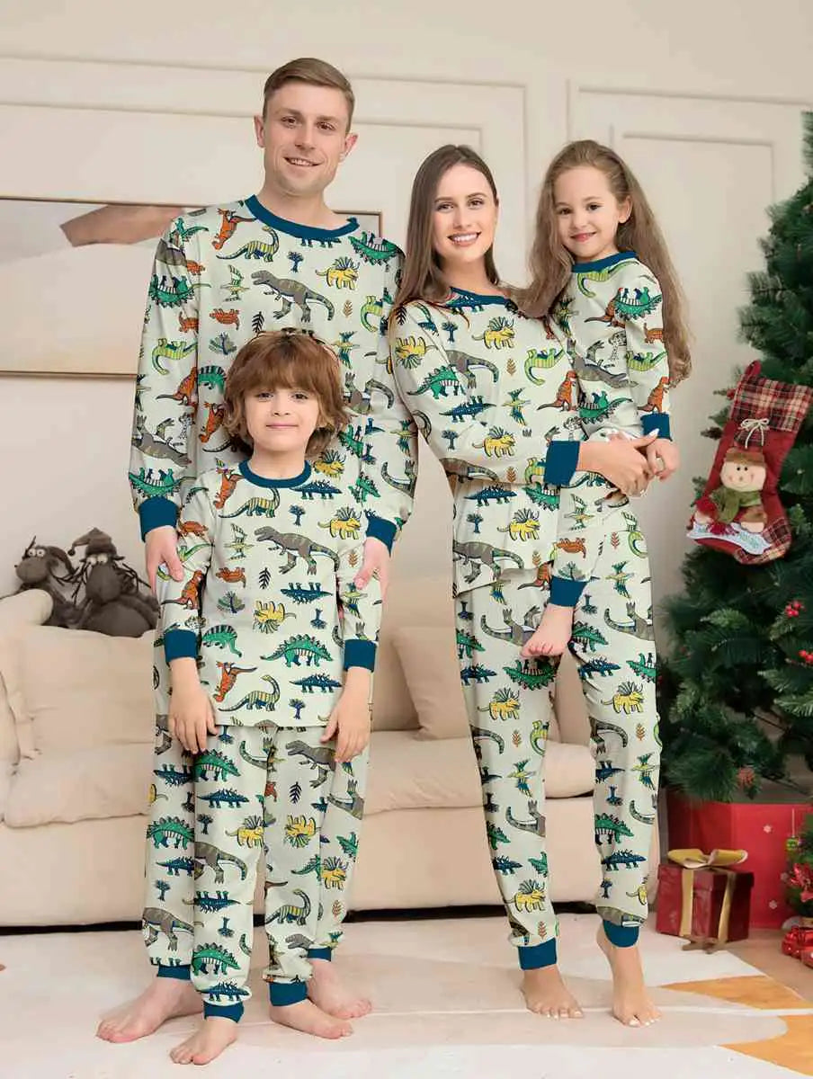 Pyjama de Noël assorti pour toute la famille, motif dinosaure
