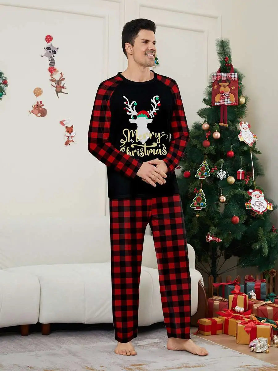 Ensembles de pyjamas de Noël à motif de renne, pyjamas assortis pour toute la famille
