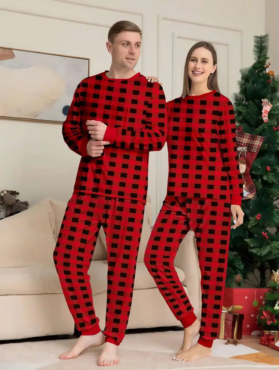 Ensemble pyjama familial assorti de Noël à carreaux #24317