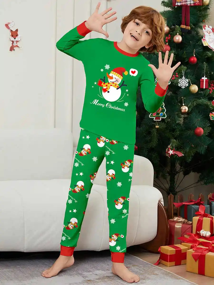 Pyjama de Noël assorti pour toute la famille, motif bonhomme de neige, vêtements de nuit, #242313