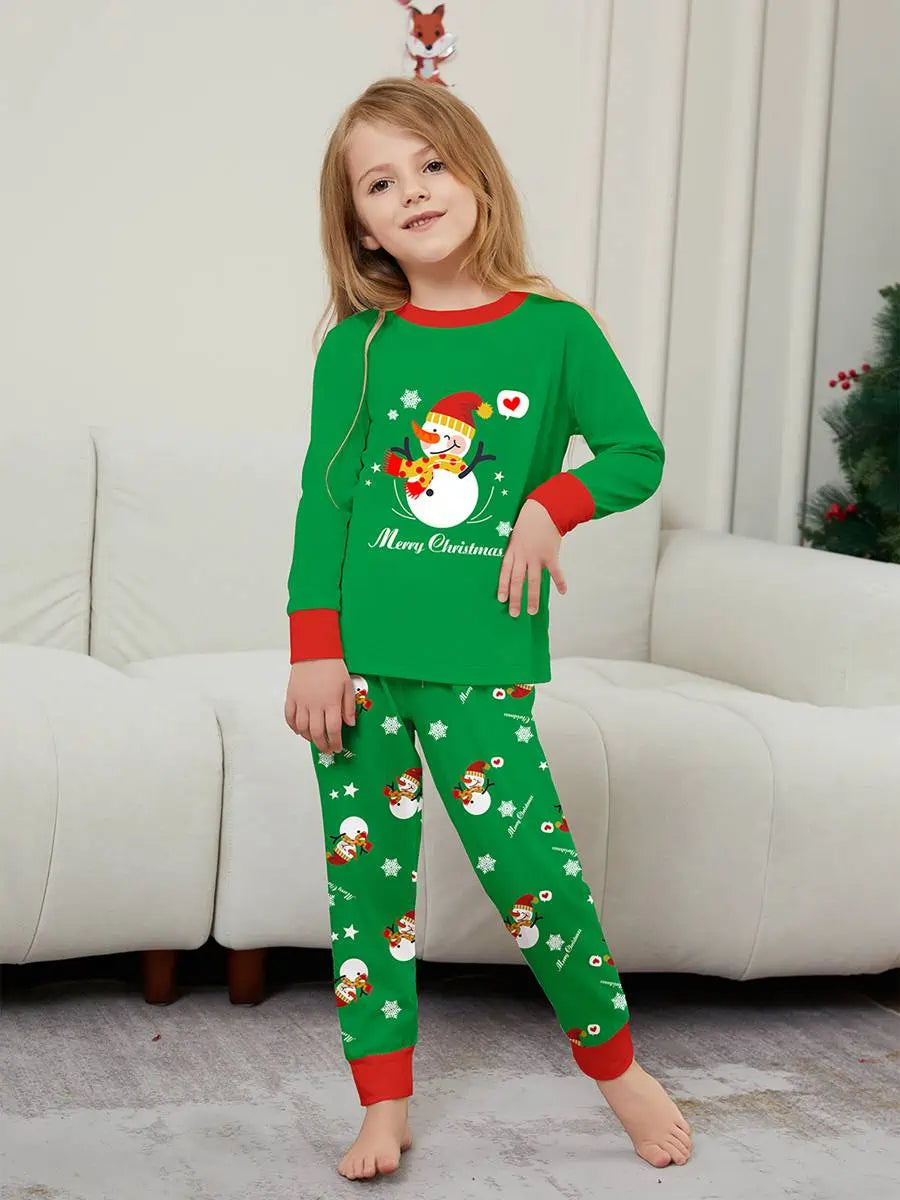 Pyjama de Noël assorti pour toute la famille, motif bonhomme de neige, vêtements de nuit, #242313