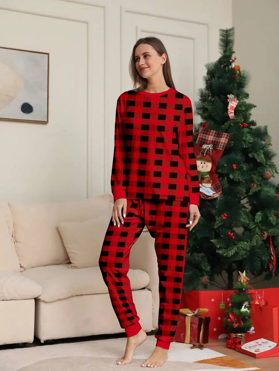 Ensemble pyjama familial assorti de Noël à carreaux #24317
