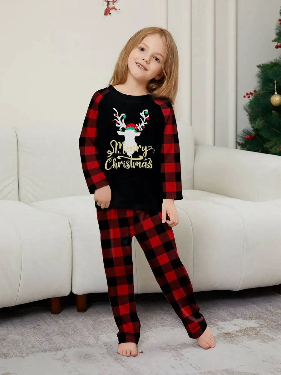Ensembles de pyjamas de Noël à motif de renne, pyjamas assortis pour toute la famille