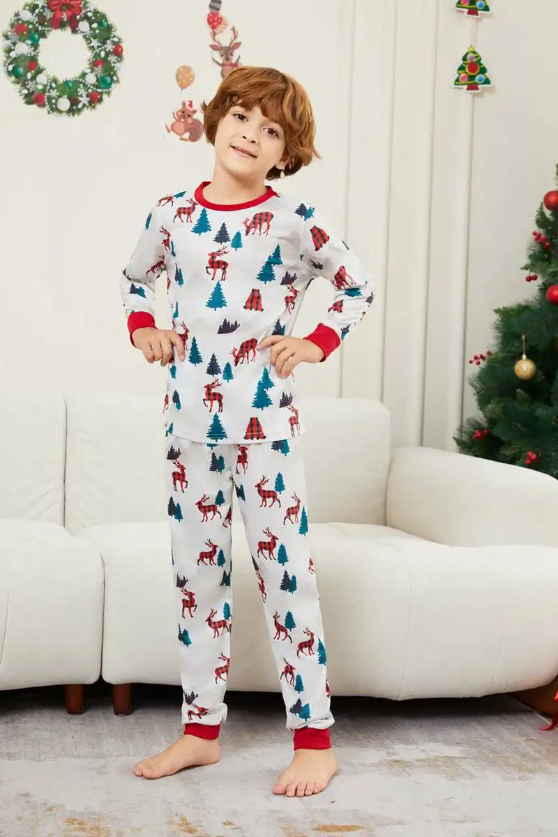 Ensemble pyjama de Noël assorti à imprimé renne pour toute la famille #24516
