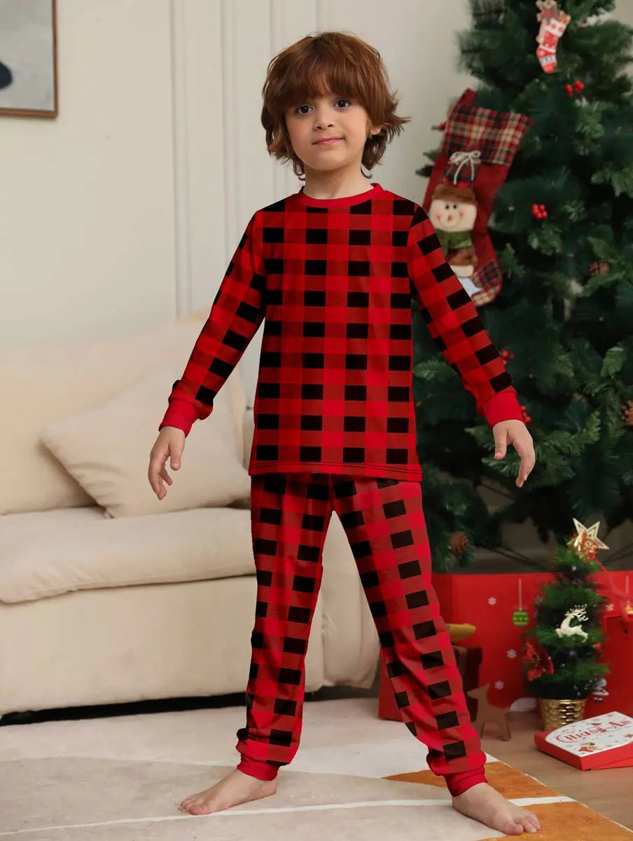 Ensemble pyjama familial assorti de Noël à carreaux #24317
