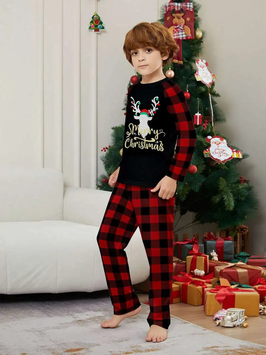 Ensembles de pyjamas de Noël à motif de renne, pyjamas assortis pour toute la famille
