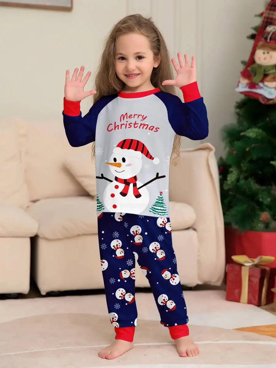 Pyjamas de Noël assortis pour toute la famille, motif bonhomme de neige
