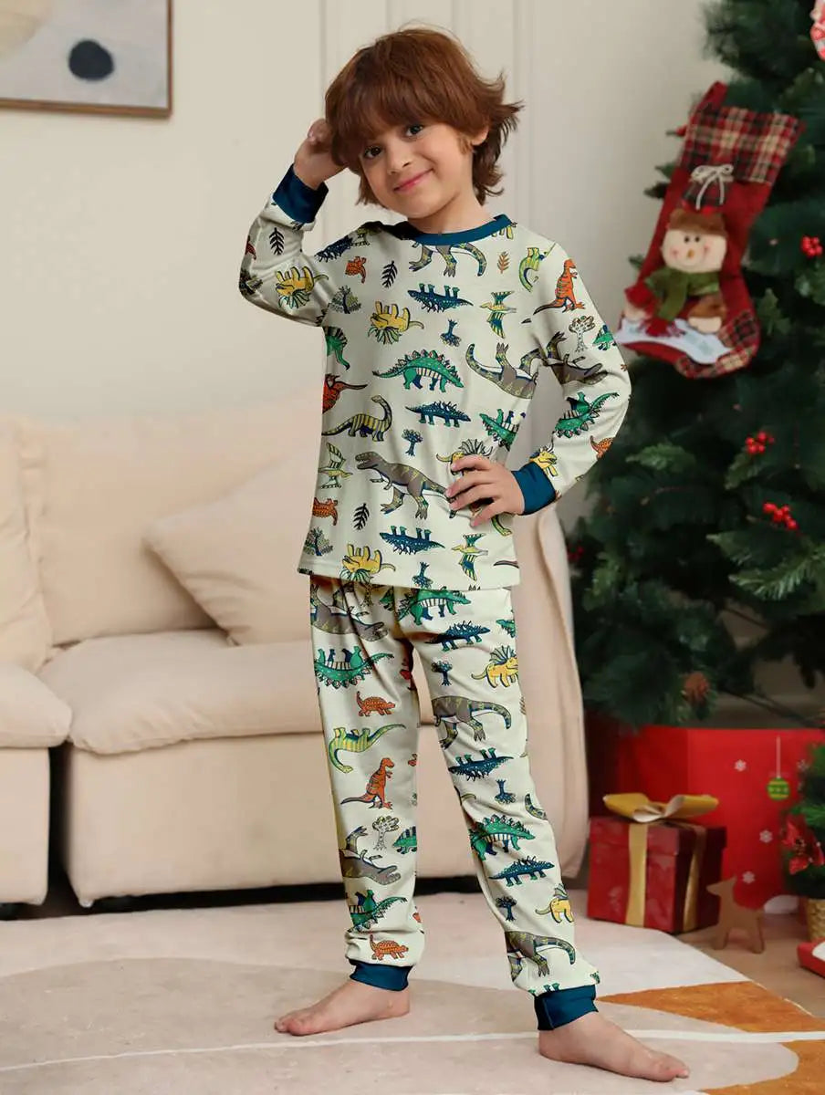 Pyjama de Noël assorti pour toute la famille, motif dinosaure